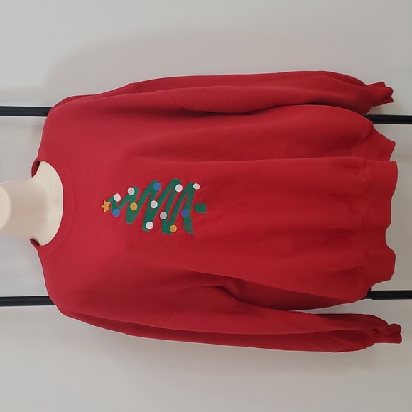 Vintage Jerzees Super Sweater sweatshirt red Christmas Tree size XL - Picture 1 of 7